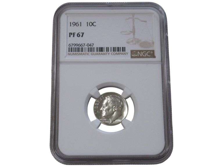 1961 Roosevelt Dime PF67 Graded by NGC