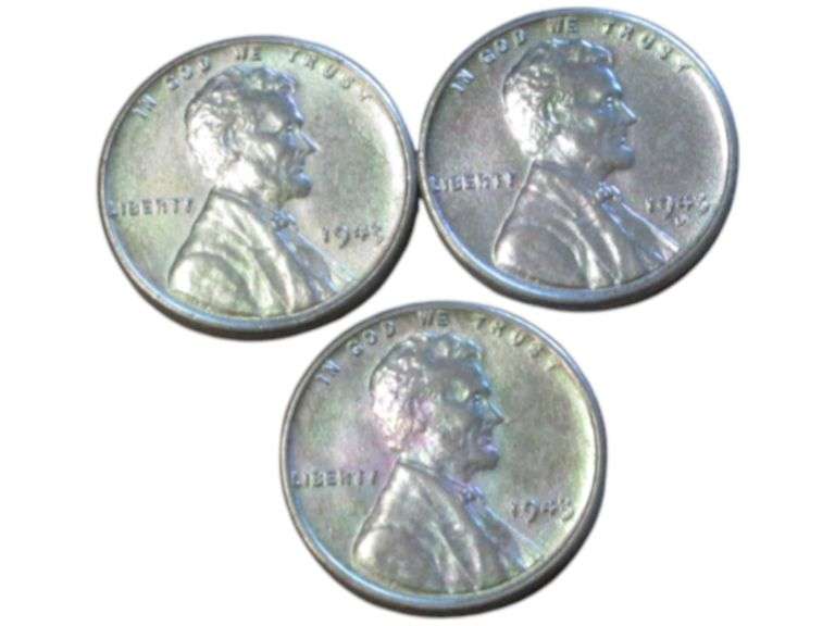 1943 Lincoln Steel Wheat Cents Set of Three