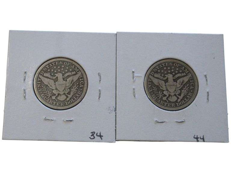 1912 Barber Quarters Pair - Fine F12 Condition