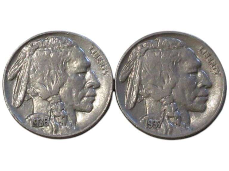 1936 & 1937 D Buffalo Nickels
