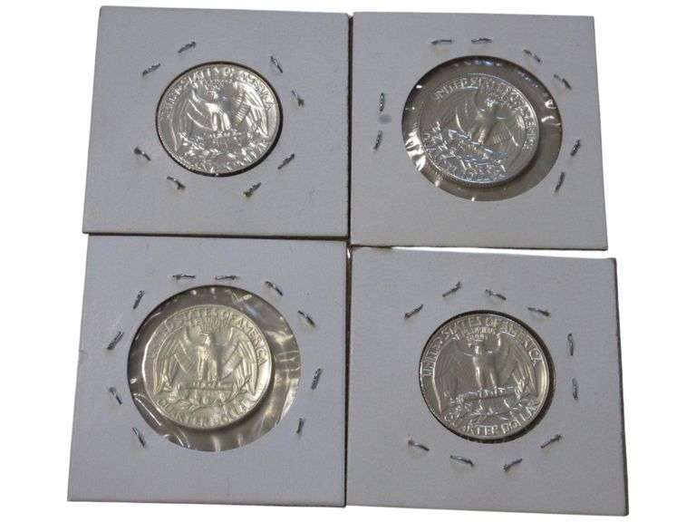 Lot of 4 Washington Quarter Proof s: 1957, 1963, 1964 Silver