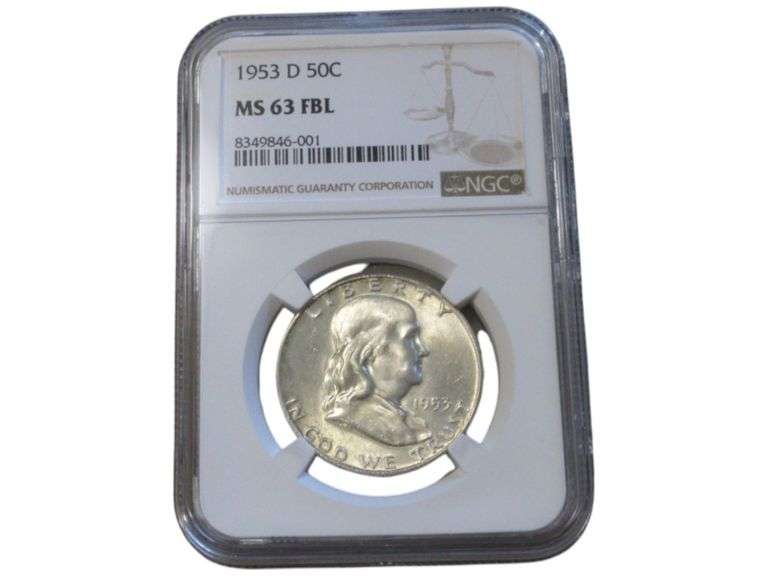 1953 D Franklin Half Dollar MS 63 FBL Certified by NGC