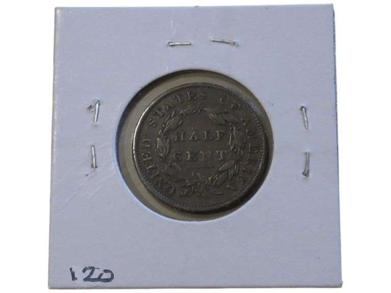1834 Classic Head Half Cent  - VF20 Grade - Sharp Details