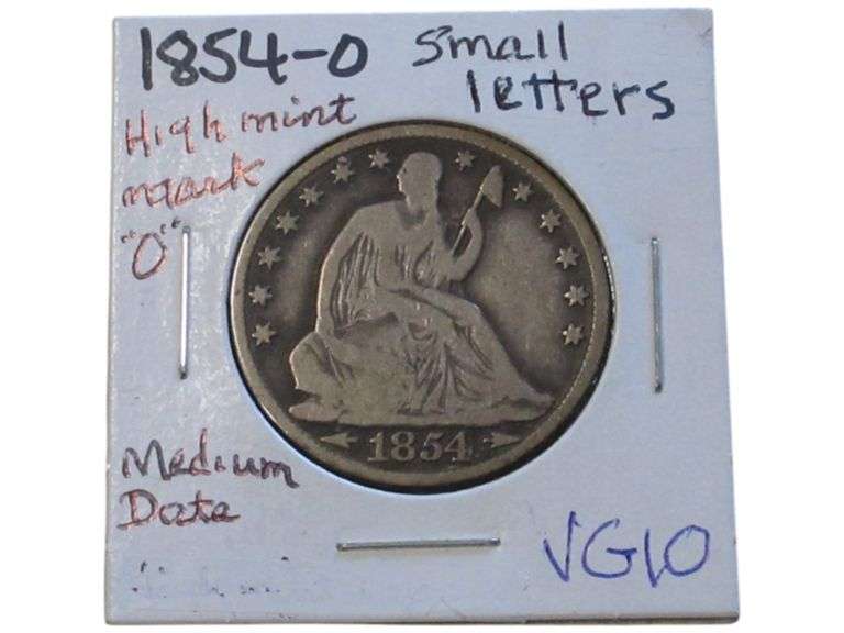 1854-O Seated Liberty Half Dollar  - Small Letters, VG10