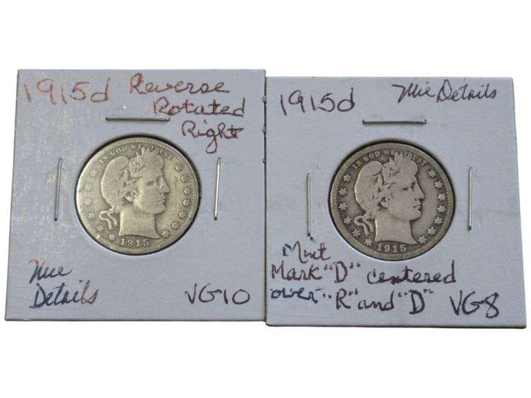 2 1915 D BARBER QUARTERS