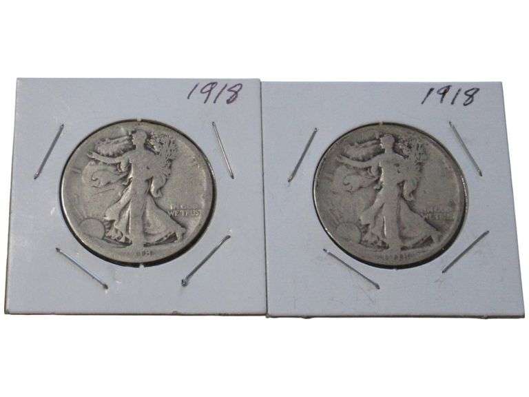 1918 Walking Liberty Half Dollar s - Set of 2