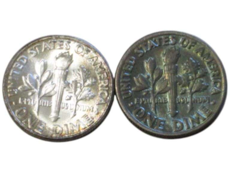 1960 Silver and 1981 Clad Toned Roosevelt Dimes