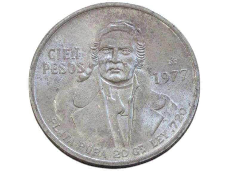 1977 SILVER CIEN PESOS UNC