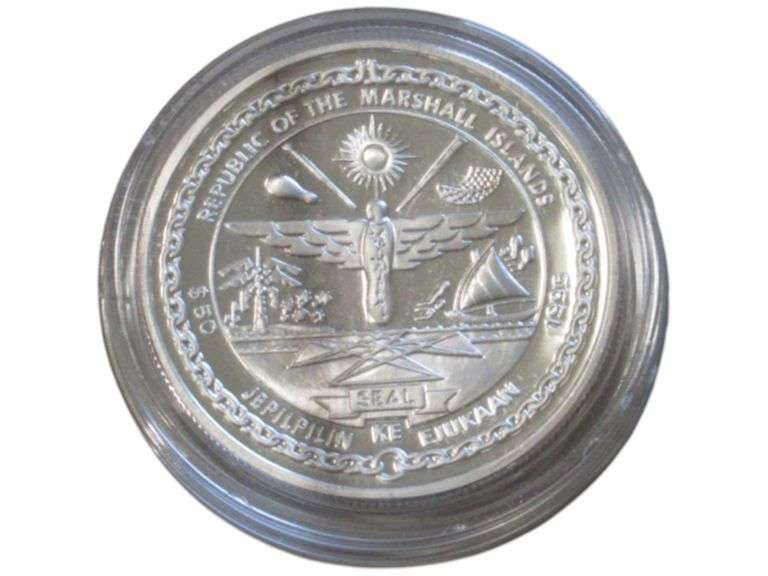 1995 Commemorative Silver - Raising the Flag, Pacific War Heroes - Fifty Dollars