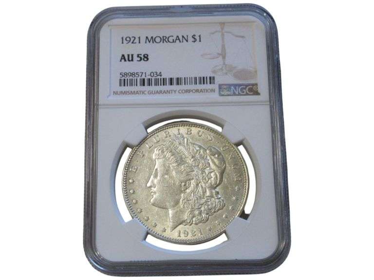 1921 Morgan Silver Dollar NGC AU 58 Graded