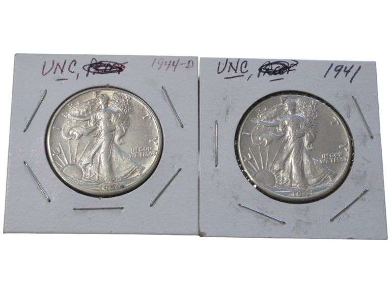 1941 & 1944-D Walking Liberty Half Dollar UNC
