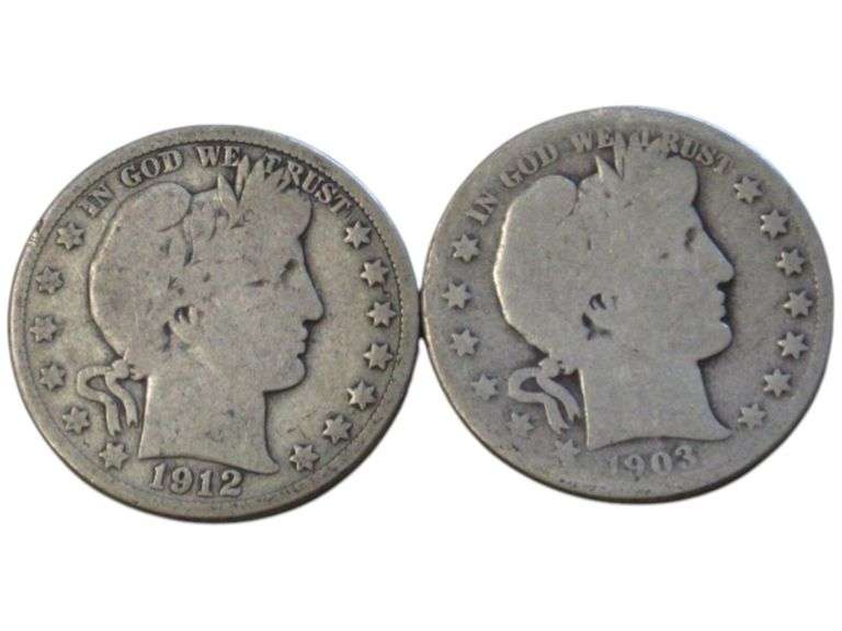 1903 S and 1912 D Barber Half Dollar Lot