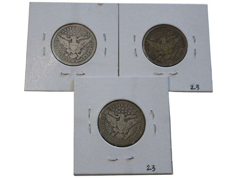 1914-1916 Barber Quarter Trio: VG10 with Mint Mark Variations