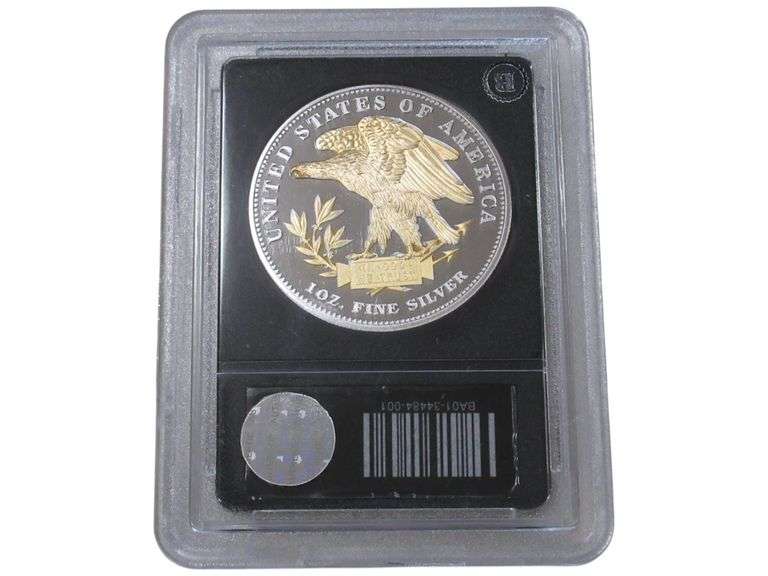 1879 1 Oz Fine Silver Proof Schoolgirl Morgan  Enhanced with 24k Gold