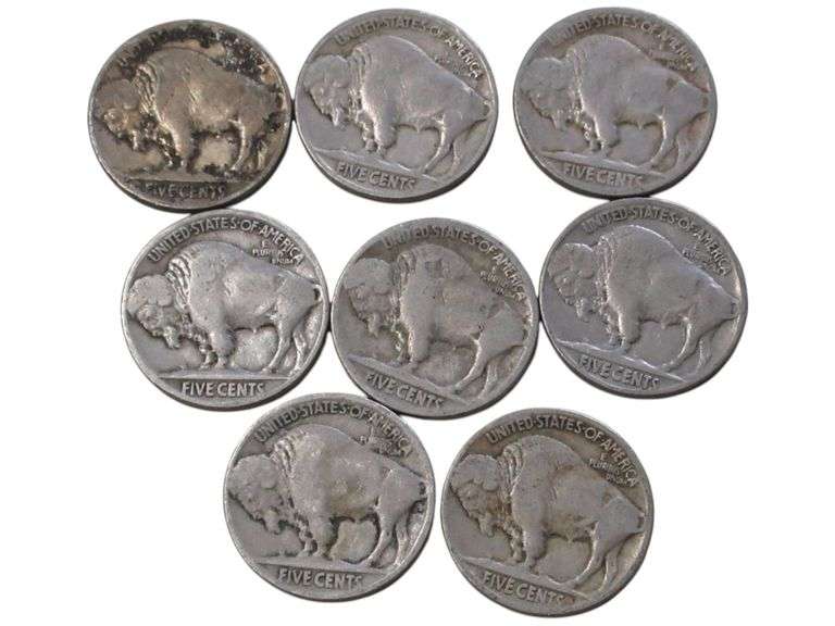 Set of 7 Vintage Buffalo Nickels Dates are in the 1920s