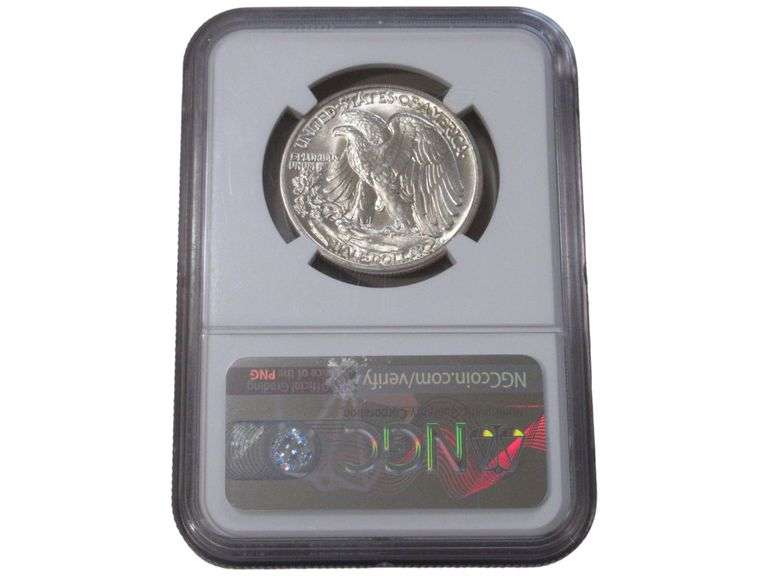 1943 Walking Liberty Half Dollar, MS 64, NGC Graded