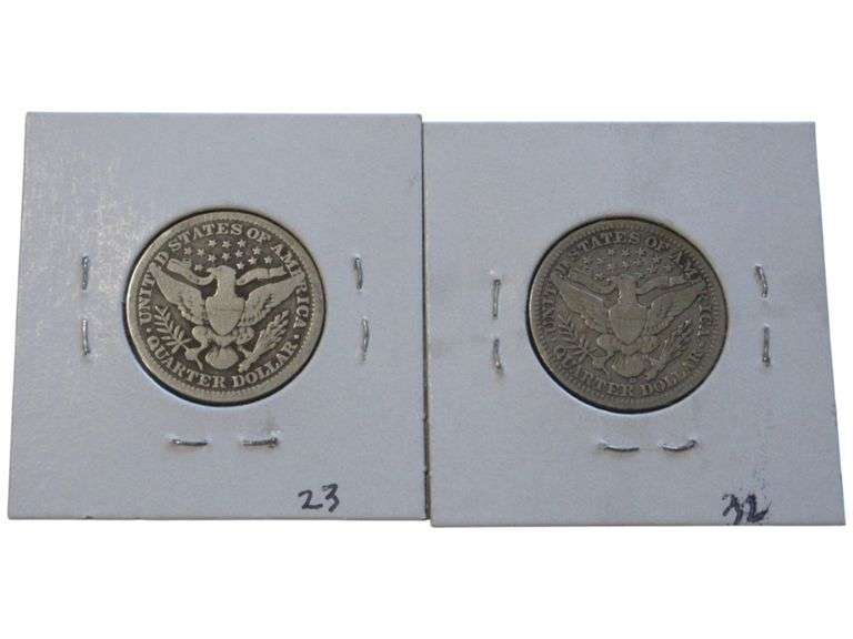 1914 & 1916 Barber Quarters - VG10 & F12 - Nice Details and Mint Mark Noted