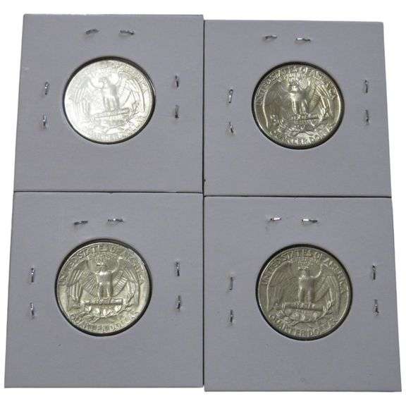 4 SILVER BU 1964 QUARTERS