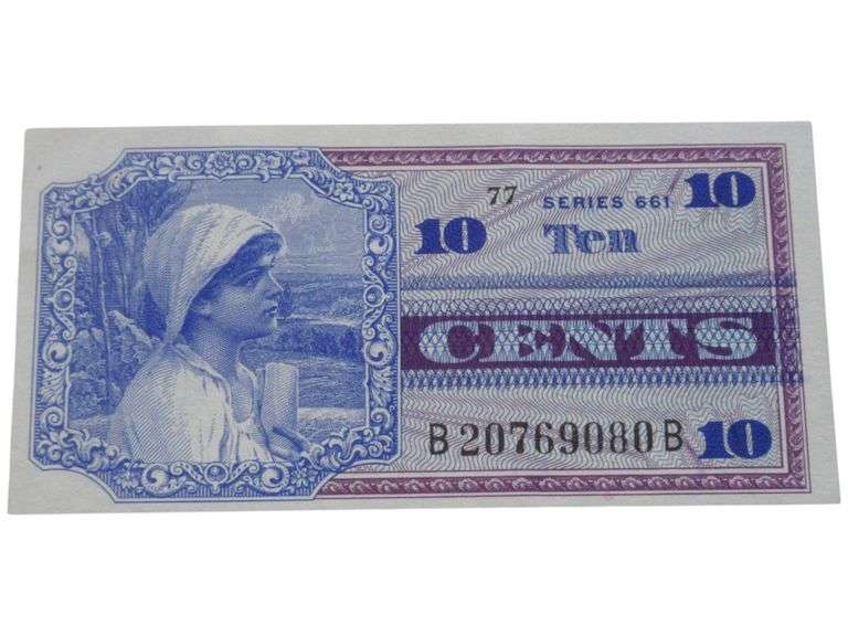 Vintage 10 Cents Military Payment Certificate Series 661 Unc