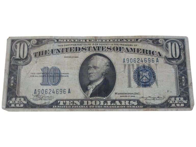 1934 $10 Silver Certificate Note