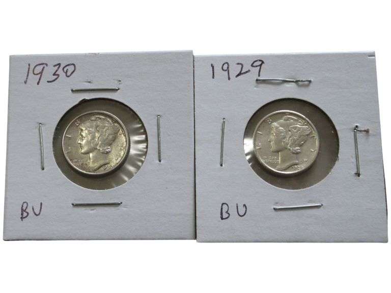 1929 1930 BU MERCURY DIME LOT
