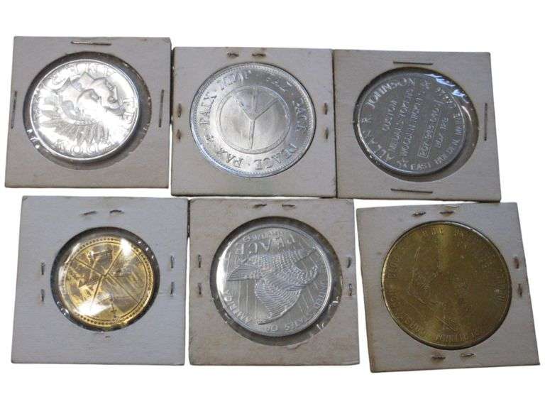 Collection of 6 Commemorative with Historical Designs Token Medal Lot Various