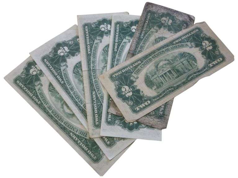 Collection of Vintage $2 Dollar Bills - Red Seal U.S. Notes