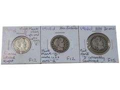 1914-1916 Barber Quarter Set - Graded F12-F15 with Mint Mark Variations