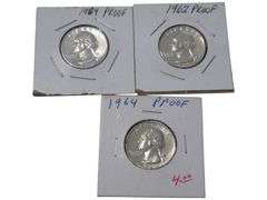 1962, 1964 Proof Washington Quarter  Set - 3 s Total