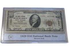 1929 $10 New York National Bank Note with Brown Seal