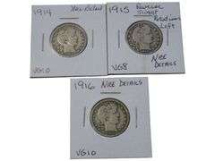 1914-1916 Barber Quarter Collection - VG Condition, Nice Details