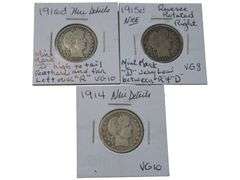 1914 & 1916 Barber Quarter Collection - VG Grades and Unique Details