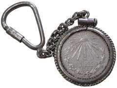 Vintage Mexican Silver Keychain with Clip and Chain