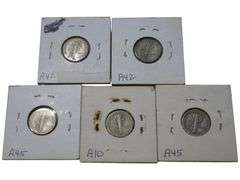 Lot of 5 Mercury Dimes (1924-1929) – Various Grades