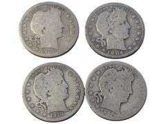Set of 4 Barber Quarters: 1900, 1904, 1910, 1914
