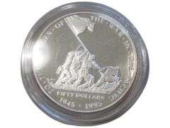 1995 Commemorative Silver - Raising the Flag, Pacific War Heroes - Fifty Dollars