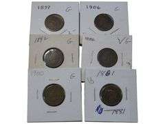 Collection of Indian Head Cents - 1881, 1886, 1892, 1897, 1900, 1906
