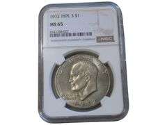 1972 Eisenhower Dollar Type 3 MS65 NGC Certified