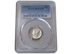1941-D Mercury Dime PCGS MS 64 FB Graded