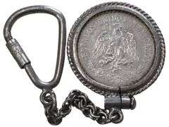 Vintage Mexican Silver Keychain with Clip and Chain