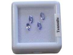 Set of Four Marquise-Cut Tanzanite Gemstones in Display Box