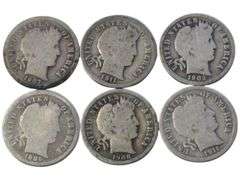 Antique U.S. Barber Dime  Collection (1896-1911) - Set of 6