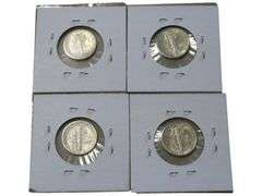 Collection of 4 BU Mercury Dimes: 1936-D, 1939-S, 1941-S, 1943-S
