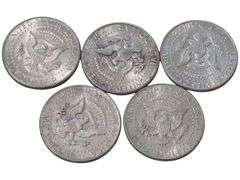 Lot of 5 - 1964 Kennedy Half Dollar Silver