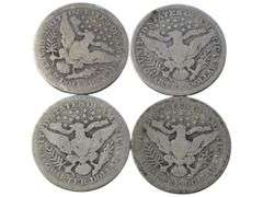 Lot of 4 Barber Quarters (1903, 1906, 1909, 1914) - Collectible