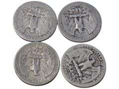 4 Vintage 1930s Washington Quarters - Collectible  Lot