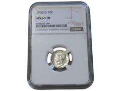 1936 D Mercury Dime NGC MS 63 FB Graded