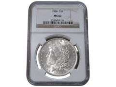1886 Morgan Silver Dollar NGC MS62 Certified