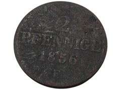 1856 2 Pfennig  - Vintage German Currency Collectible
