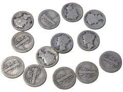 13-Count 1916 Mercury Dime Collection - Semi Key, 1st Year Issue